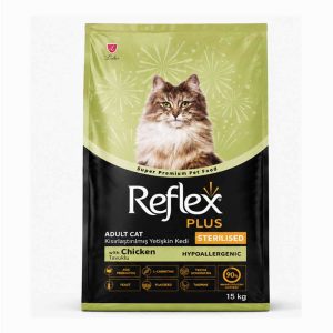 غذای خشک گربه رفلکس پلاس Reflex Plus Sterilised Chicken وزن ۱۵ کیلوگرم